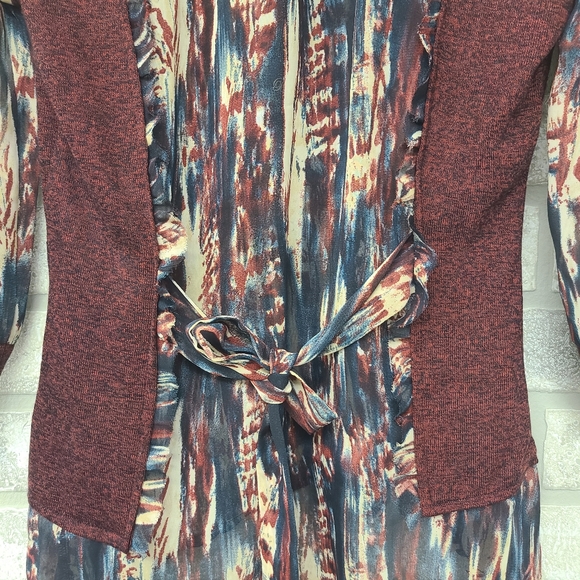 BKE Boutique Maroon Boho Button Down Top Size Small - Picture 5 of 8